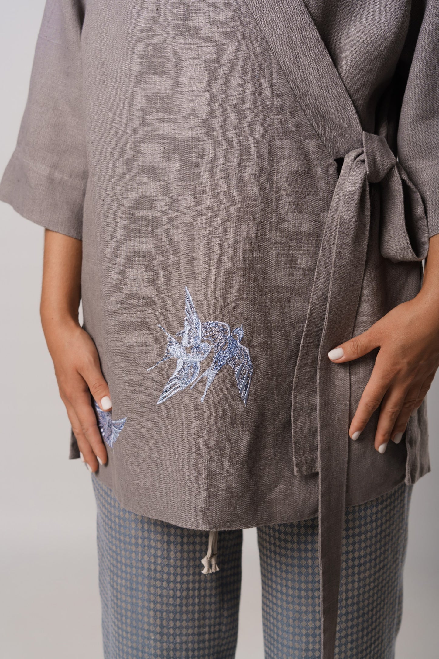 Linen kimono “Nightingales”