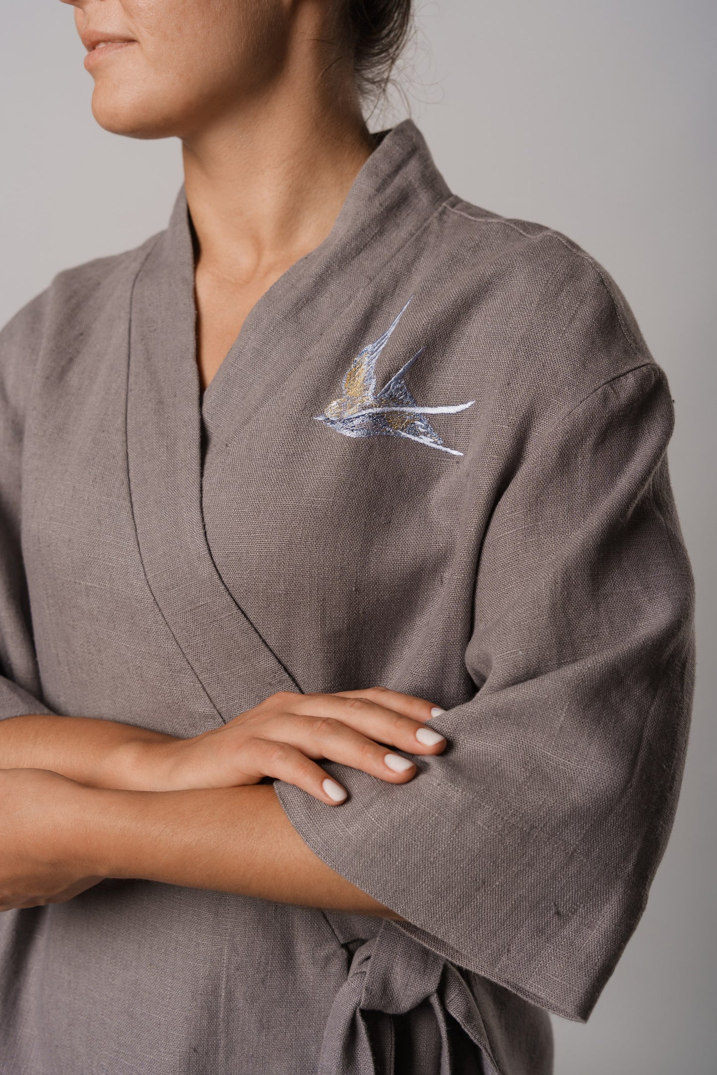 Linen kimono “Nightingales”